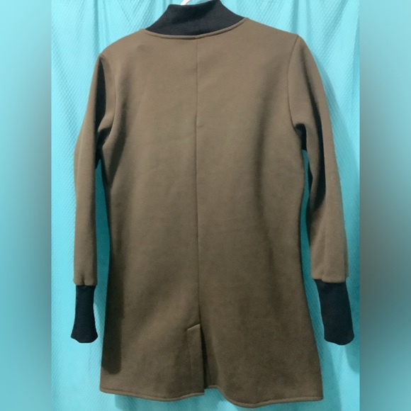 Fleece, olive green button down sweater. - Picture 2 of 2